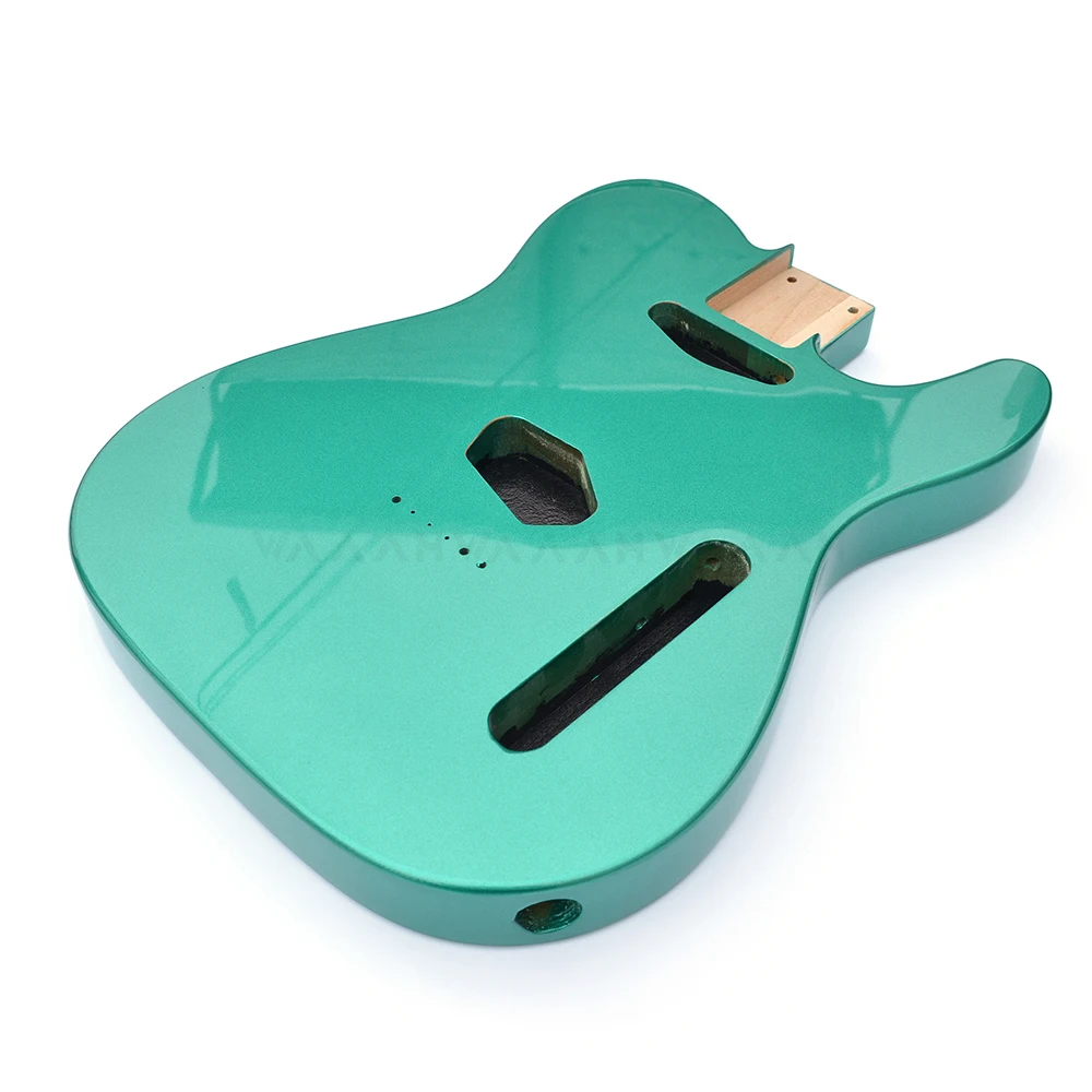 Metal Yeşil Renk Kızılağaç Ahşap Tele Gitar Vücut Stili Elektro Gitar Gövdesi Parlak Bitmiş Tele Gitar Kitleri Yapı Parçaları Görüntü  3