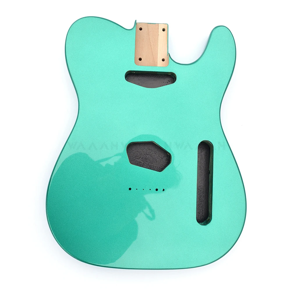 Metal Yeşil Renk Kızılağaç Ahşap Tele Gitar Vücut Stili Elektro Gitar Gövdesi Parlak Bitmiş Tele Gitar Kitleri Yapı Parçaları Görüntü  4