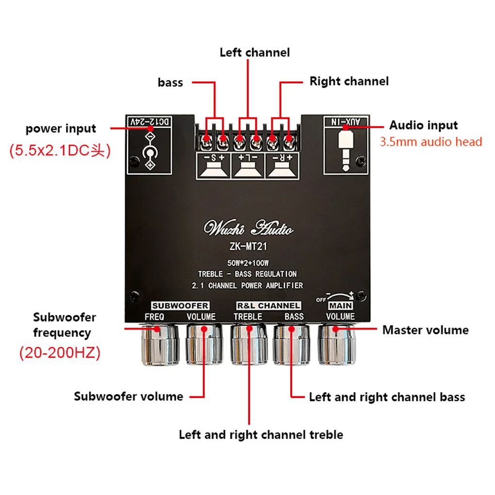 2 1 Kanal Subwoofer Güç Ses Stereo Amplifikatör Kablosuz Frekans Yüksek Düşük Pitch Bluetooth uyumlu Aksesuarlar Görüntü  5