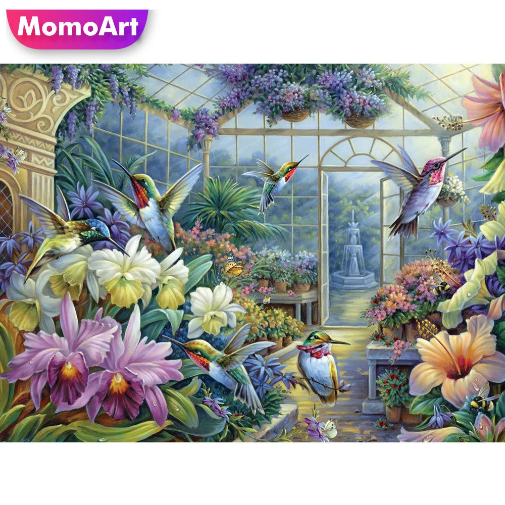 MomoArt 5D Elmas Boyama Kuş Tam Elmas Mozaik Çiçek Gümrükleme Manzara Nakış Satış Yeni Gelenler 2022 Ev Dekor Görüntü  0