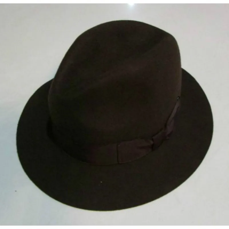 2018 Crushhat Yün Avustralya Fedora Moda Unisex Siyah Homburg Panama Caz Şapka Erkekler Panama Fedora Siyah Şapka B-1540 Görüntü  0