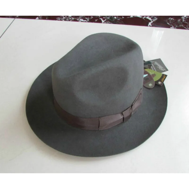 2018 Crushhat Yün Avustralya Fedora Moda Unisex Siyah Homburg Panama Caz Şapka Erkekler Panama Fedora Siyah Şapka B-1540 Görüntü  3