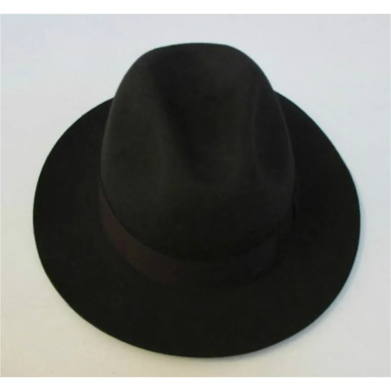 2018 Crushhat Yün Avustralya Fedora Moda Unisex Siyah Homburg Panama Caz Şapka Erkekler Panama Fedora Siyah Şapka B-1540 Görüntü  5