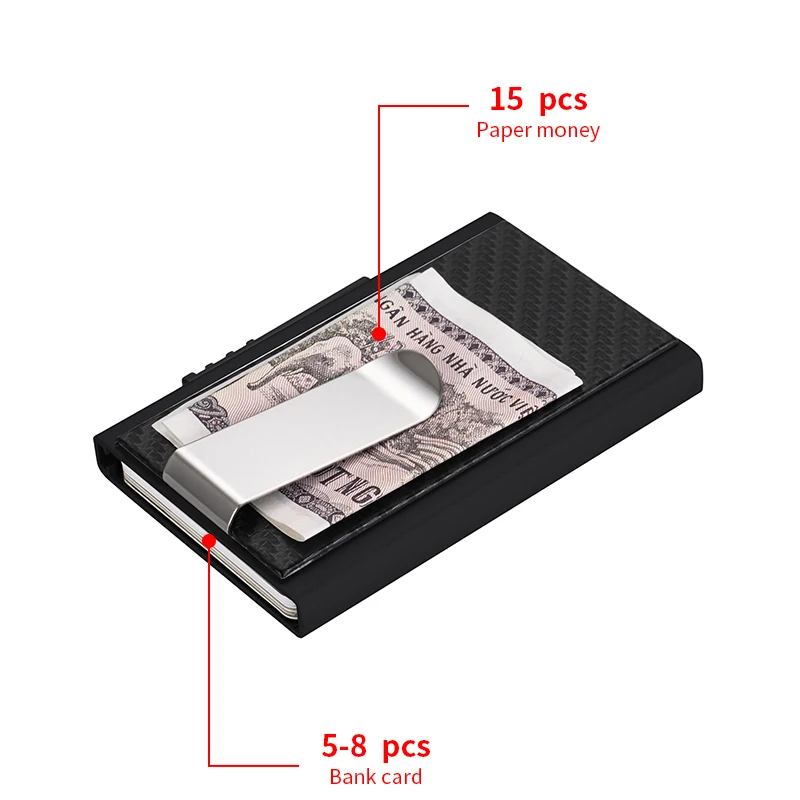RFID Anti-Hırsızlık akıllı kartlıklı cüzdan Erkekler lüks Para Klip İş Metal Banka Kredi KİMLİK kartı Sahipleri İçin Unisex Cüzdan Görüntü  2