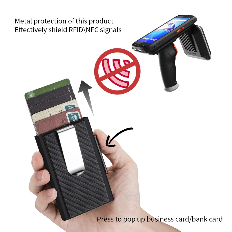 RFID Anti-Hırsızlık akıllı kartlıklı cüzdan Erkekler lüks Para Klip İş Metal Banka Kredi KİMLİK kartı Sahipleri İçin Unisex Cüzdan Görüntü  4