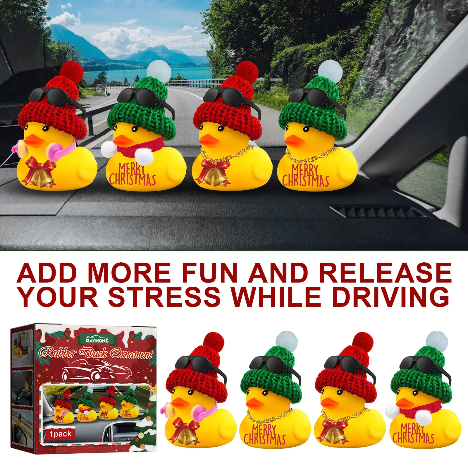 Kauçuk Otomobil Oyuncak Ördek noel hediyesi DIY Oto Dashboard Dekoratif Ördekler Sevimli Ördek Arabalar Süs Oto İç Dekor Görüntü  5
