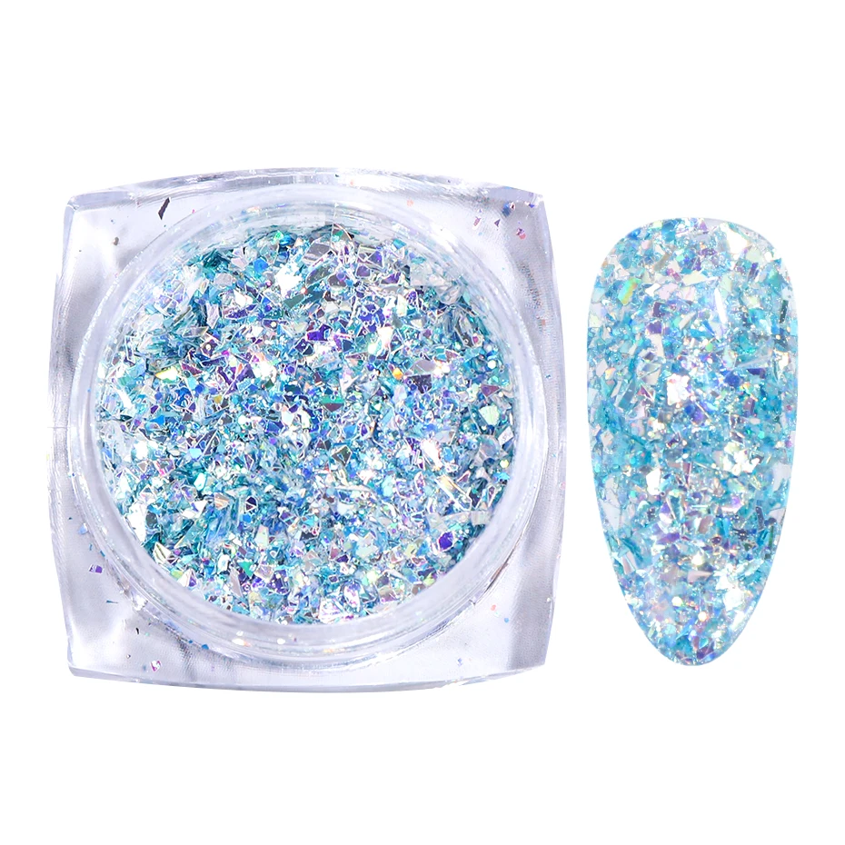 Holografik Tırnak Kristaller Glitter Yanardöner Tırnak Sanat Pul Toz Dekor Jel lehçe Pul Manikür Pembe 3D NF1552 Gümüş Set Görüntü  2