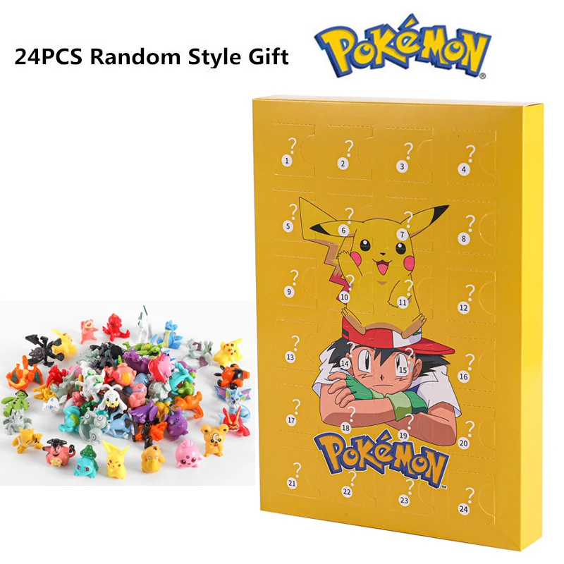 24 ADET Pokemon Noel 2022 Advent Takvimi 3 Renk Kutusu Şekil Oyuncaklar Orijinal Pikachu Anime Figuras Çocuk Pokemon Gits Kutuları Görüntü  1