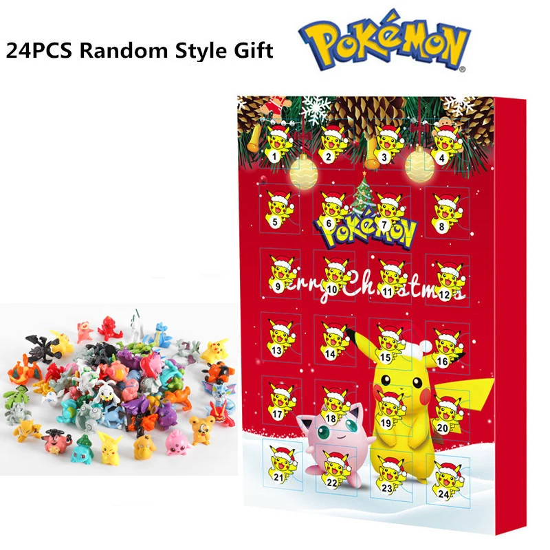 24 ADET Pokemon Noel 2022 Advent Takvimi 3 Renk Kutusu Şekil Oyuncaklar Orijinal Pikachu Anime Figuras Çocuk Pokemon Gits Kutuları Görüntü  5