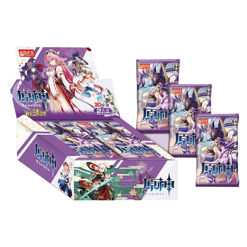 Genshin Darbe Kartları Anime TCG Oyun Koleksiyonu Paketi Booster Kutusu Nadir SSR Çevreleyen Masa Oyuncaklar İçin Aile Çocuk Hediye Görüntü  2