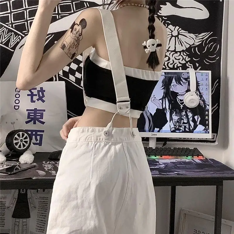 Tulumlar Kadınlar Düğme tasarım Tüm Maç Streetwear Moda Rahat Kore Tarzı Gevşek Düz Tulum Ayrılabilir Jartiyer Görüntü  0