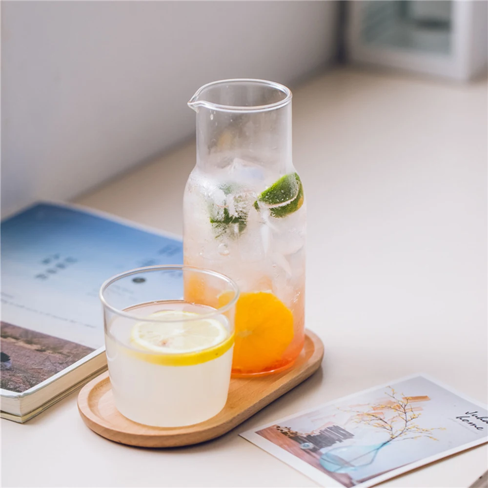 Cam Su Sürahi Modern Minimalist Soğuk Sıcak Su Şişesi Fincan Setleri Başucu Su Sürahi Yüksek Kaliteli Sütlü İçecek çay şişesi Görüntü  1