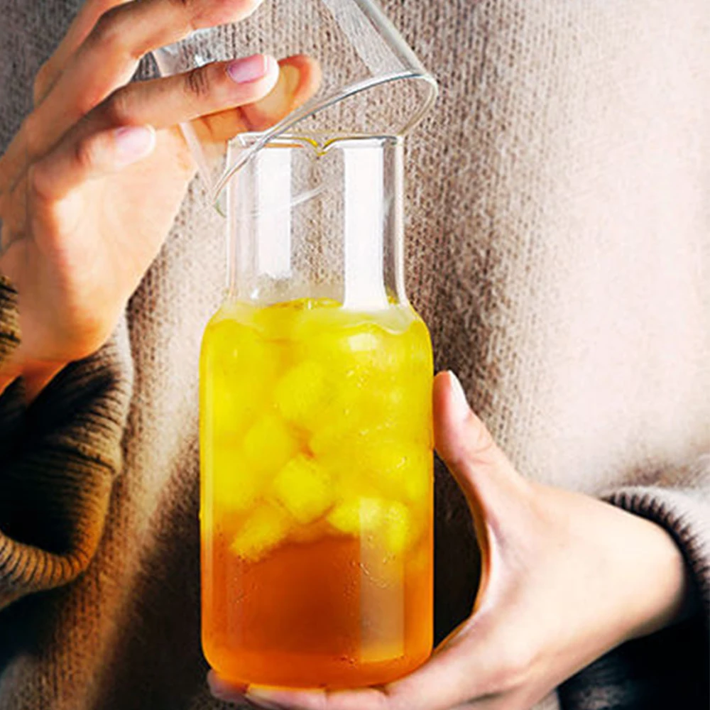 Cam Su Sürahi Modern Minimalist Soğuk Sıcak Su Şişesi Fincan Setleri Başucu Su Sürahi Yüksek Kaliteli Sütlü İçecek çay şişesi Görüntü  5