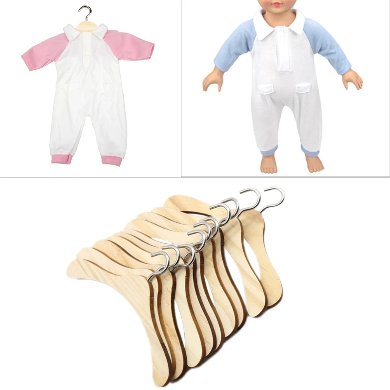 Ahşap askı oyuncak bebek giysileri giysi rafı clotheshorse Bebek aksesuarları 10 adet / takım Görüntü  5