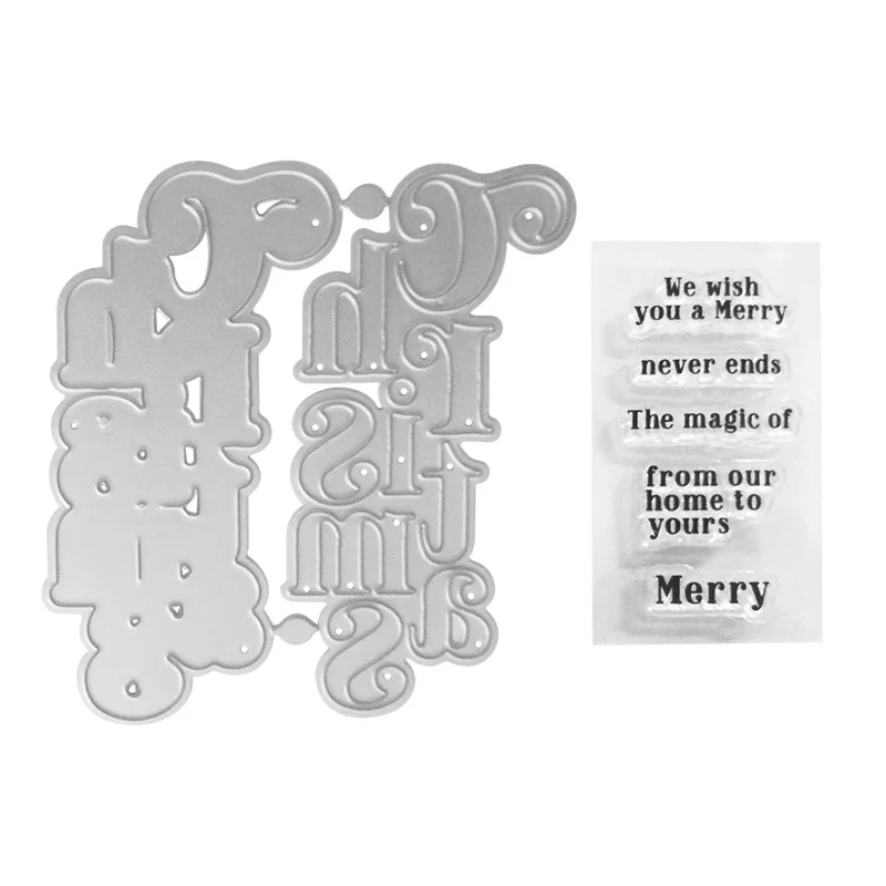 Metal Kesme Ölür Maç Temizle Pullar Merry Christmas Duygular Kelimeler Cümleler DIY Scrapbooking kraft el işi kağıdı Kartları 2020 Yeni Görüntü  0