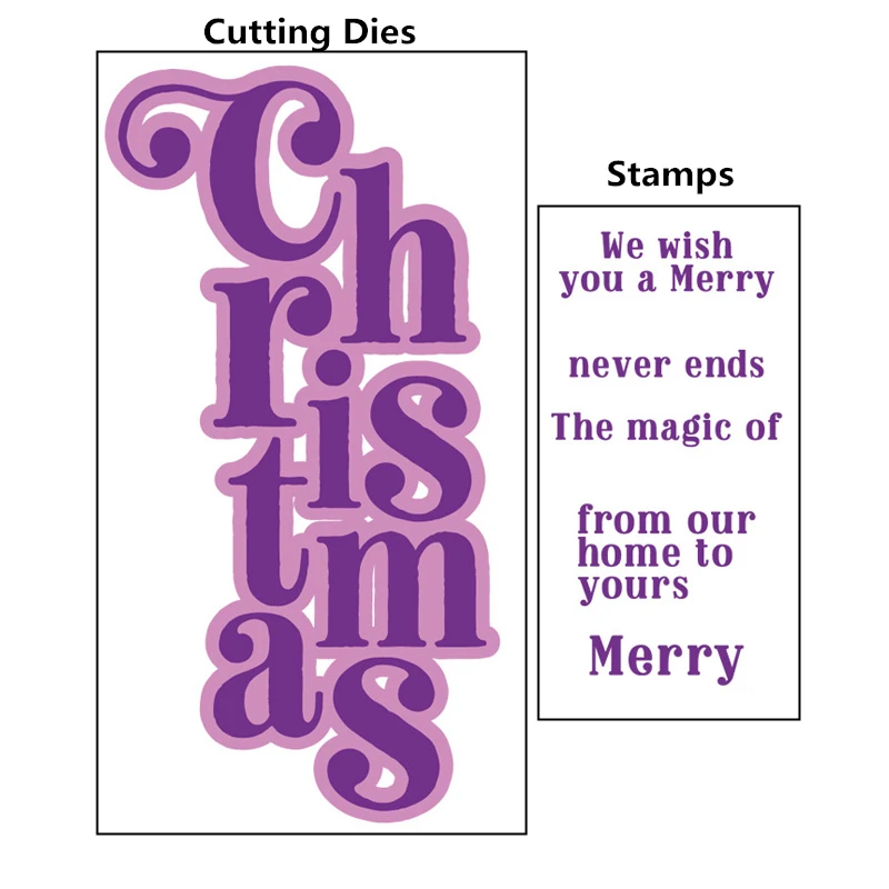Metal Kesme Ölür Maç Temizle Pullar Merry Christmas Duygular Kelimeler Cümleler DIY Scrapbooking kraft el işi kağıdı Kartları 2020 Yeni Görüntü  3
