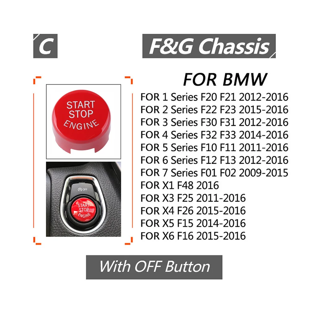 Araba Motoru Çalıştırma Düğmesi Kapağı Değiştirin Durdurma Anahtarı Aksesuarları Araba Dekor BMW için Fit F20 F21 F22 F23 F30 F31 F32 F33 F10 F11 F12 Görüntü  0