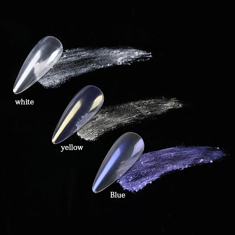 Ayna Tırnak Tozu Pigment İnci Beyaz Sürtünme Tırnak Sanat Glitter Toz Krom Aurora Mavi Manikür Holografik Süslemeleri Görüntü  3