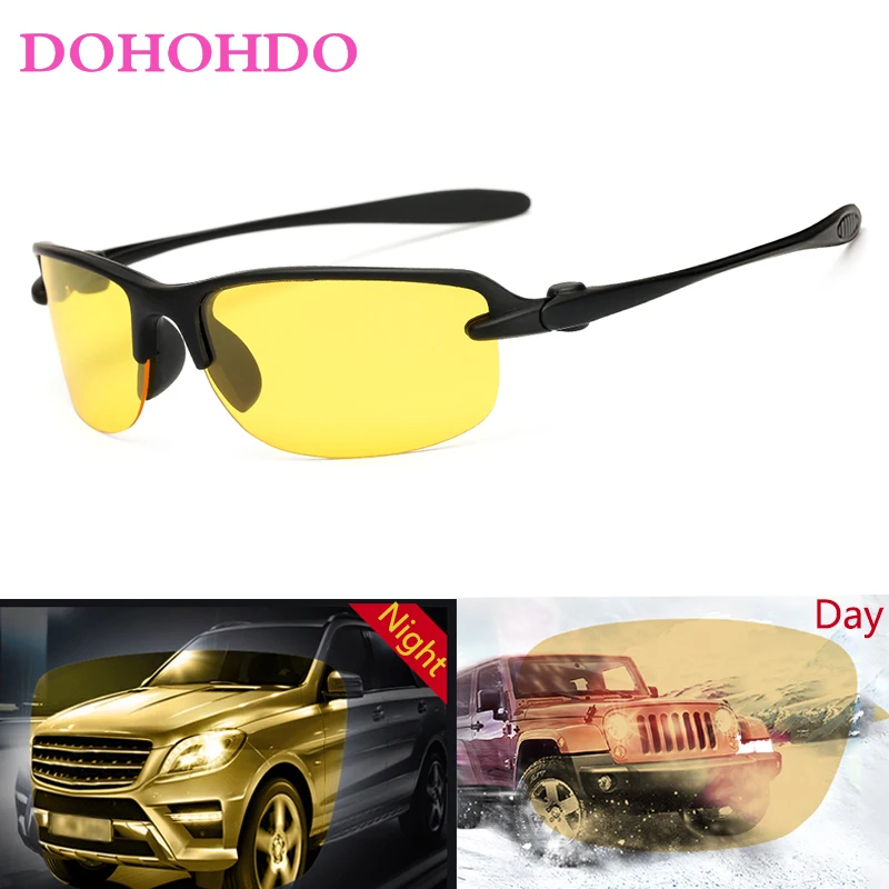 DOHOHDO Yeni Sarı Erkekler Polarize Sürüş Güneş Gözlüğü Lens Gece Görüş sürüş gözlükleri Polaroid Gözlük Parlamayı Azaltmak UV400 Görüntü  1