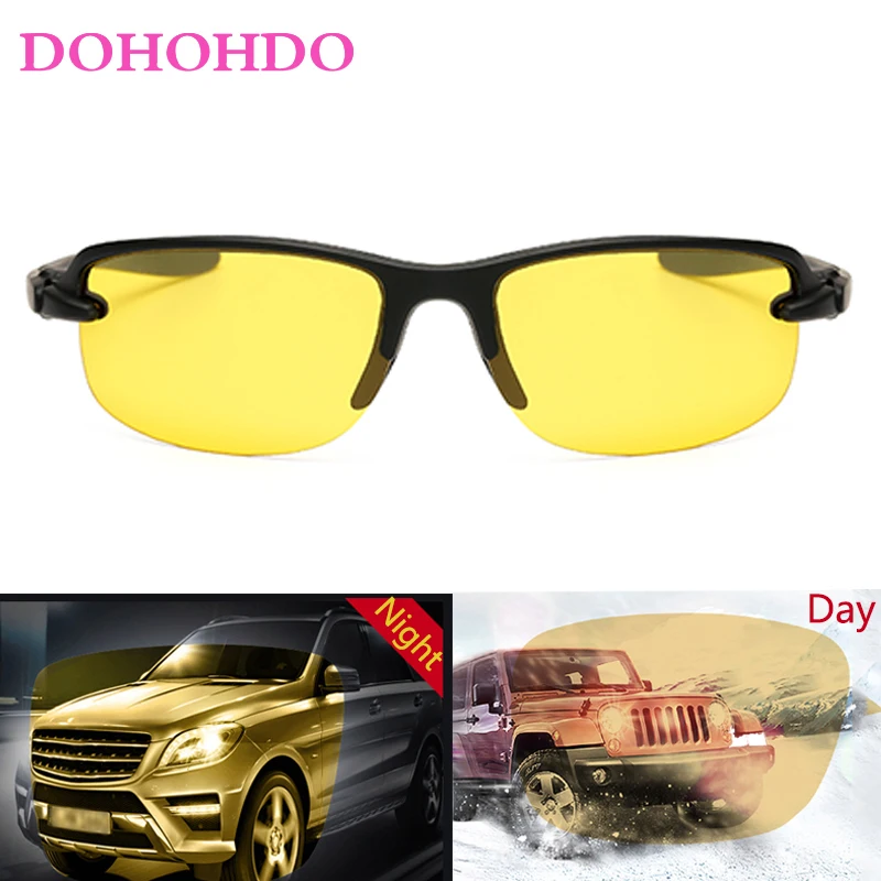 DOHOHDO Yeni Sarı Erkekler Polarize Sürüş Güneş Gözlüğü Lens Gece Görüş sürüş gözlükleri Polaroid Gözlük Parlamayı Azaltmak UV400 Görüntü  3