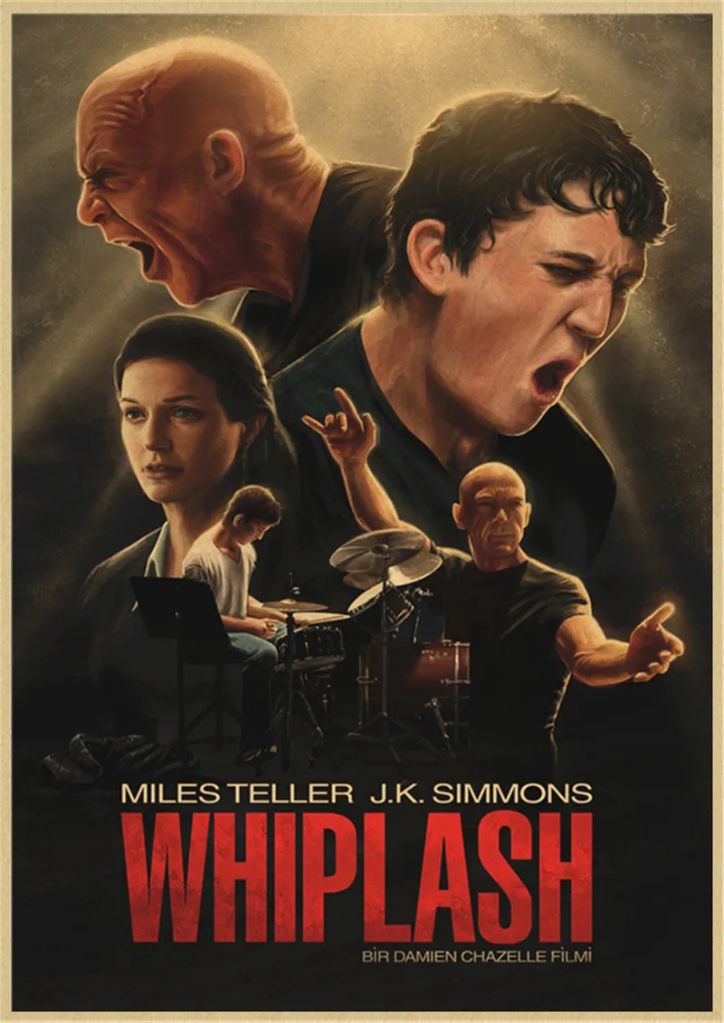 Whiplash Davul Davulcu Müzik Caz Kraft kağıt afiş Deco Sanat Grafik Film Film Afiş Baskı Görüntü  3