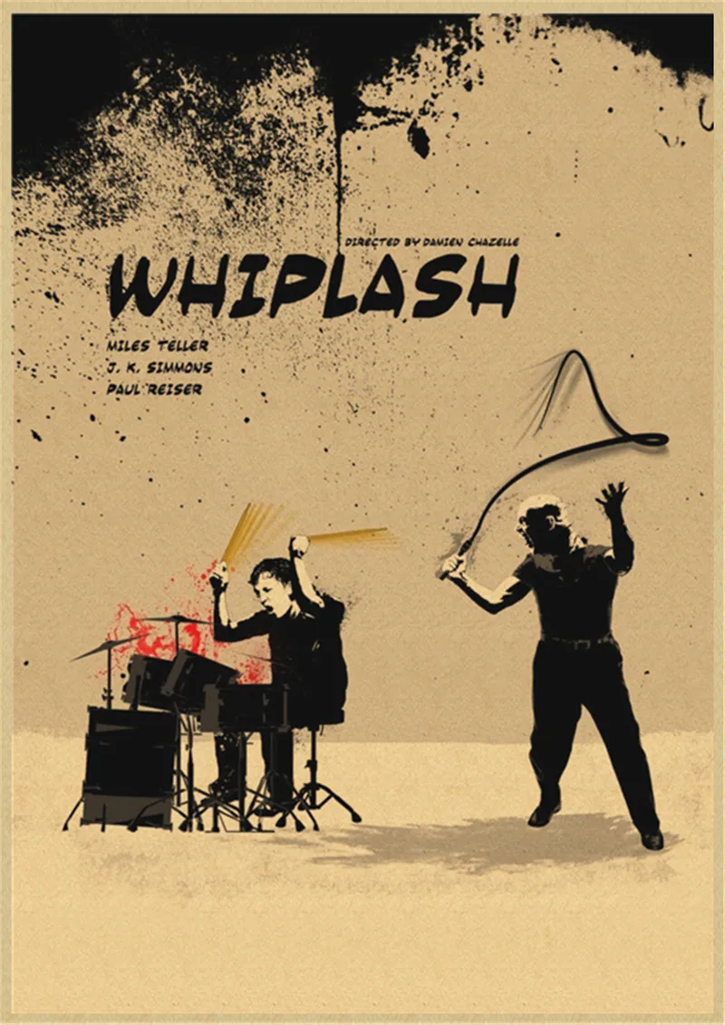 Whiplash Davul Davulcu Müzik Caz Kraft kağıt afiş Deco Sanat Grafik Film Film Afiş Baskı Görüntü  4