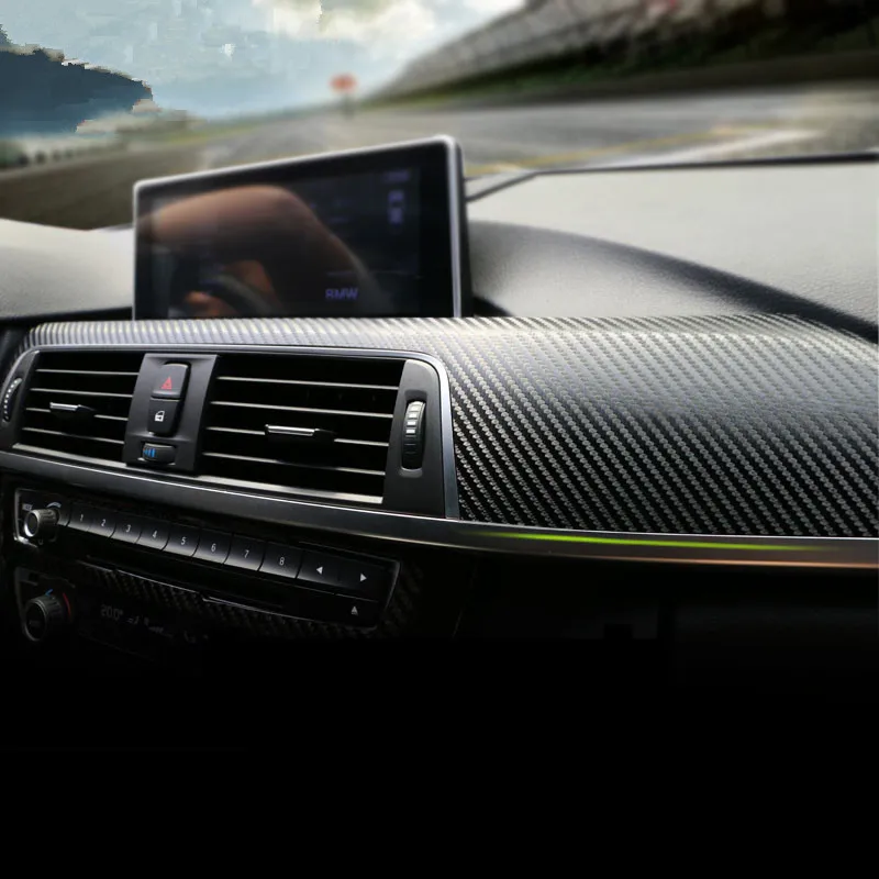 Deri Karbon Fiber Renk Orta Konsol Pano Paneli Dekoratif Kapak Trim Çıkartmalar BMW 3 Serisi İçin F30 2013-2016 LHD Görüntü  4