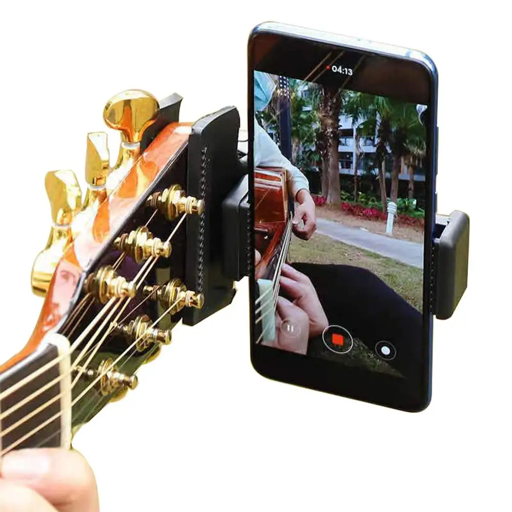 Gitar saç tokası Canlı Yayın Braketi 360 Derece Dönen Cep telefon tutucu Yaylı Enstrüman Guitarra Aksesuarları Görüntü  4