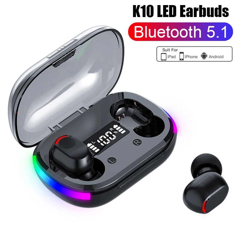 TWS K10 Hava Pro Fone Bluetooth Kulaklık kablosuz kulaklıklar için Xiaomi LED Ekran mikrofonlu kulaklık kablosuz bluetooth kulaklık Görüntü  4