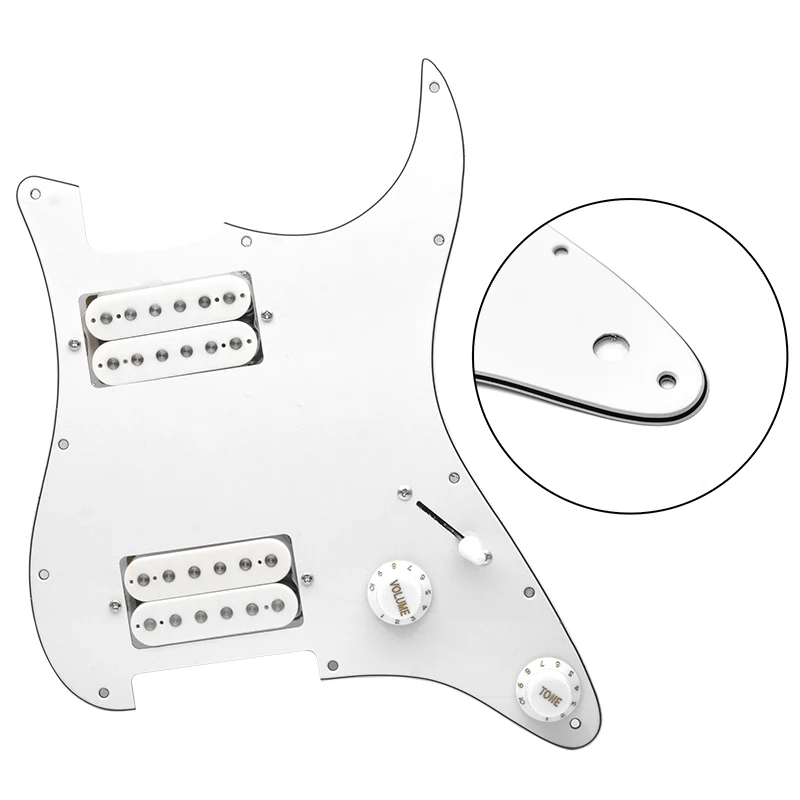 HH Elektro Gitar Pickguard ve İki Siyah Humbucker Yüklü Kablolu Scratchplate Meclisi Çok Renkli Görüntü  3