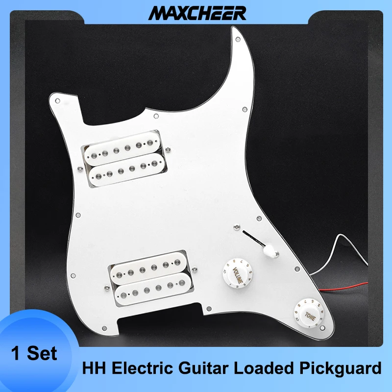 HH Elektro Gitar Pickguard ve İki Siyah Humbucker Yüklü Kablolu Scratchplate Meclisi Çok Renkli Görüntü  5