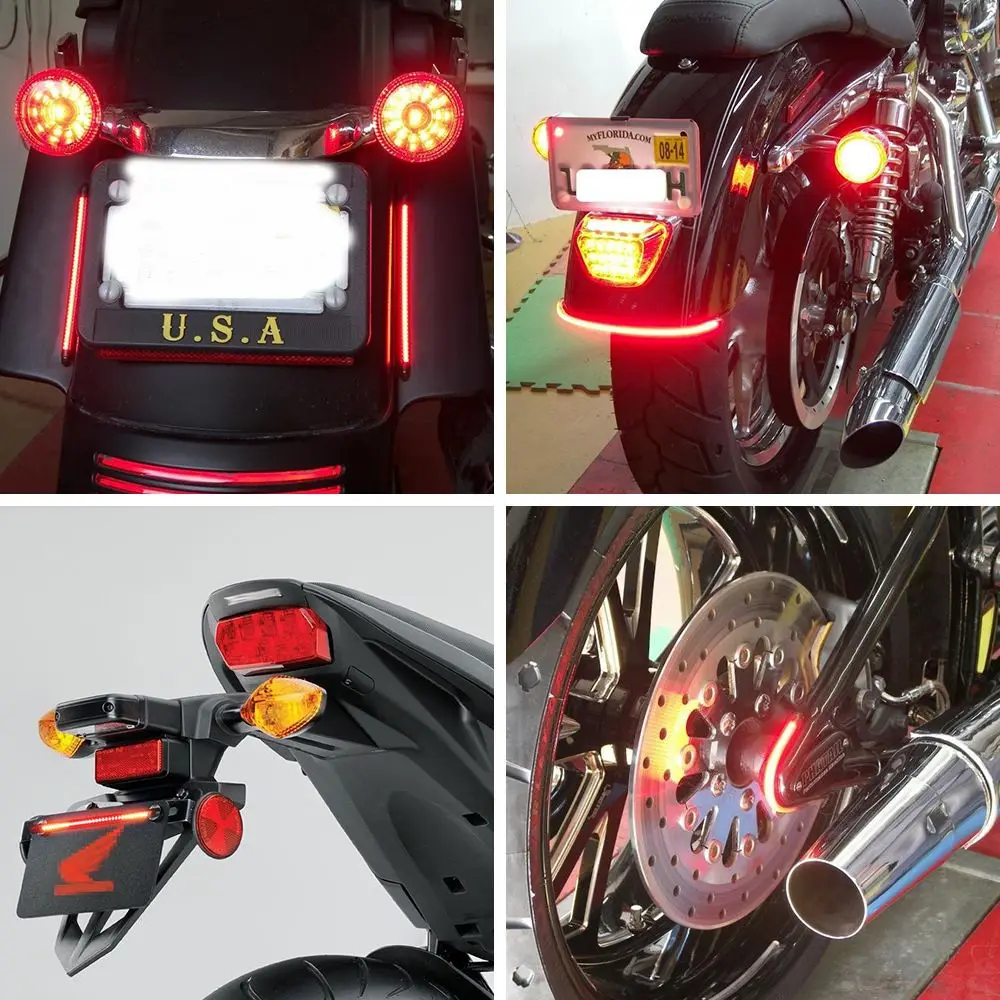 Esnek 48 LED motosiklet lambası Bar Şerit Dönüş Sinyali Kuyruk Fren Motosiklet Dönüş sinyal ışıkları Vespa 946 Racer Sa16J Görüntü  4