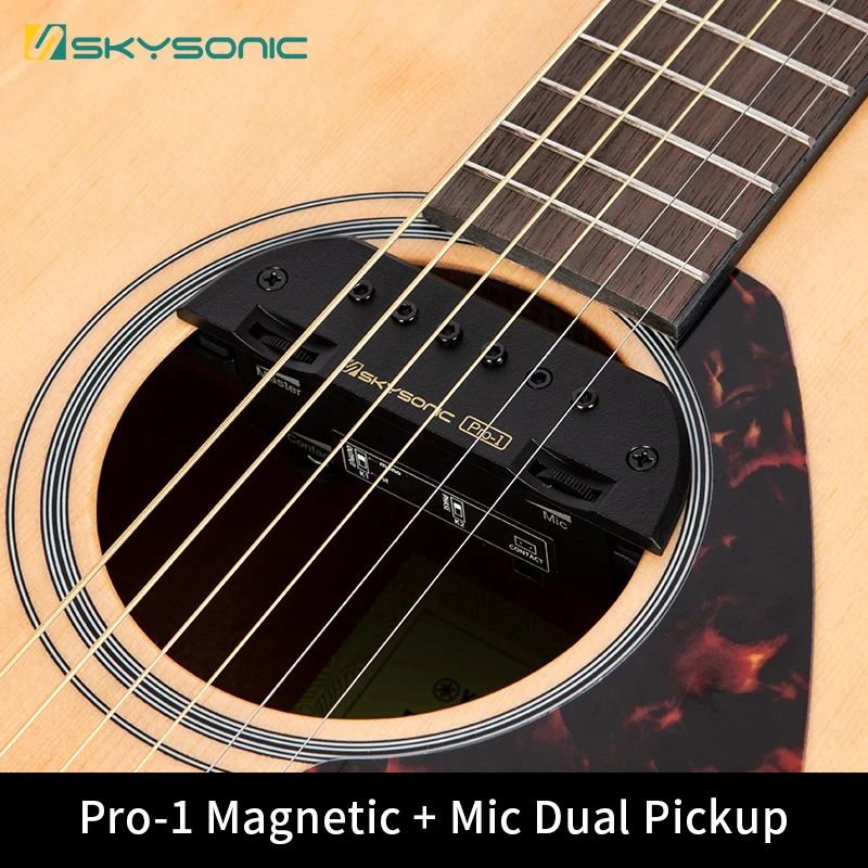 Skysonic Pro - 1 Akustik Gitar Pickup Soundhole Çift bobin Manyetik + Mikrofon Pikap Aktif Dokunarak Pikap Profesyonel Görüntü  0