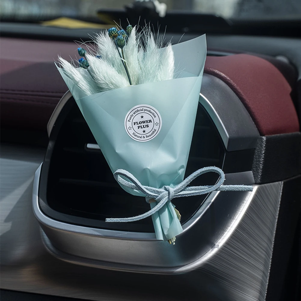 Yaratıcılık Kurutulmuş buket çiçekler Araba Parfüm Hava Firar Klip Mini Buket Ebedi Çiçek Araba Aksesuarları İç Kadın Süsleme Görüntü  0
