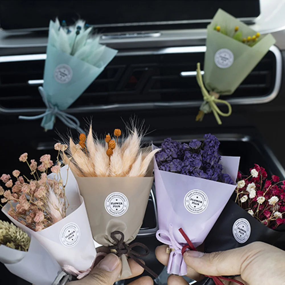 Yaratıcılık Kurutulmuş buket çiçekler Araba Parfüm Hava Firar Klip Mini Buket Ebedi Çiçek Araba Aksesuarları İç Kadın Süsleme Görüntü  2
