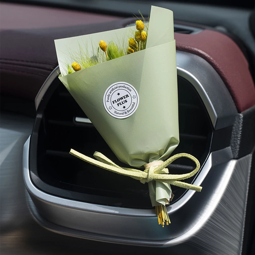 Yaratıcılık Kurutulmuş buket çiçekler Araba Parfüm Hava Firar Klip Mini Buket Ebedi Çiçek Araba Aksesuarları İç Kadın Süsleme Görüntü  3