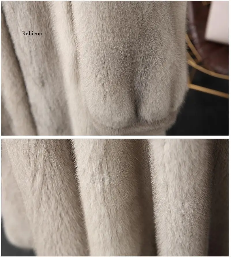Kışlık kürk palto High-end Moda Kürk Ceket Kadınlar Peluş Kürk Sıcak Ceket Kadın Taklit Vizon Kalın Uzun Kapşonlu Büyük boy Ceket Görüntü  2