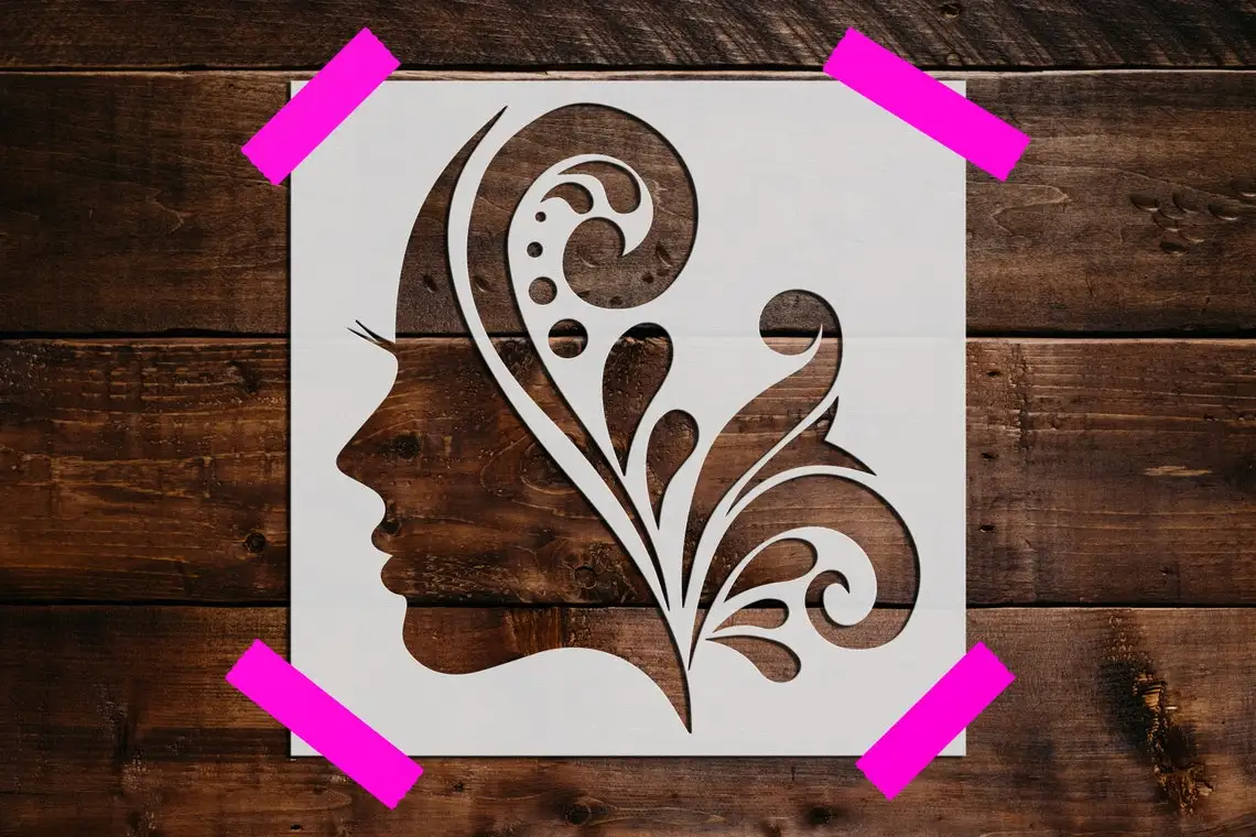 Boyama Şablonu için yeniden kullanılabilir Kadın Yüz Kaydırma Stencil DIY Zanaat Görüntü  0