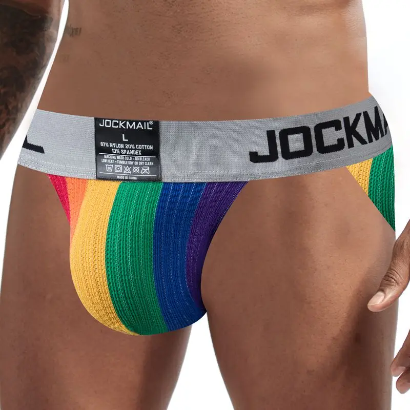 JOCKMAIL erkek Külot Bikini Jockstrap Seksi Erkek İç Çamaşırı Kayma Cueca Eşcinsel Külot Erkek Külot Örgü Kese Alçak Nefes Görüntü  3