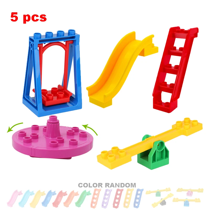 Büyük Yapı Taşları Oyun Alanı Boru Hattı Parçaları kaydırmalı merdiven Salıncak Uyumlu Tuğla Setleri Bebek Eğitim Montessori Oyuncaklar Görüntü  1