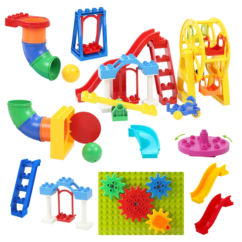 Büyük Yapı Taşları Oyun Alanı Boru Hattı Parçaları kaydırmalı merdiven Salıncak Uyumlu Tuğla Setleri Bebek Eğitim Montessori Oyuncaklar Görüntü  5