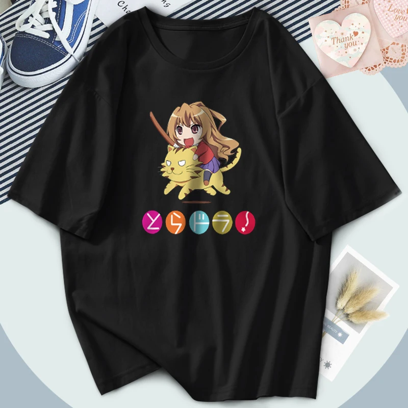 Toradora Anime Harajuku Kadın T-Shirt Kısa Kollu Moda Artı Boyutu Tişörtleri Streetwear Tees Komik Giysiler Üstleri Camiseta Kadın Görüntü  1