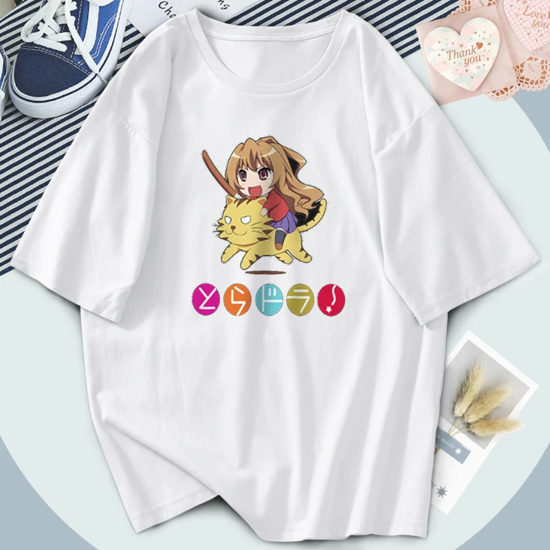 Toradora Anime Harajuku Kadın T-Shirt Kısa Kollu Moda Artı Boyutu Tişörtleri Streetwear Tees Komik Giysiler Üstleri Camiseta Kadın Görüntü  2
