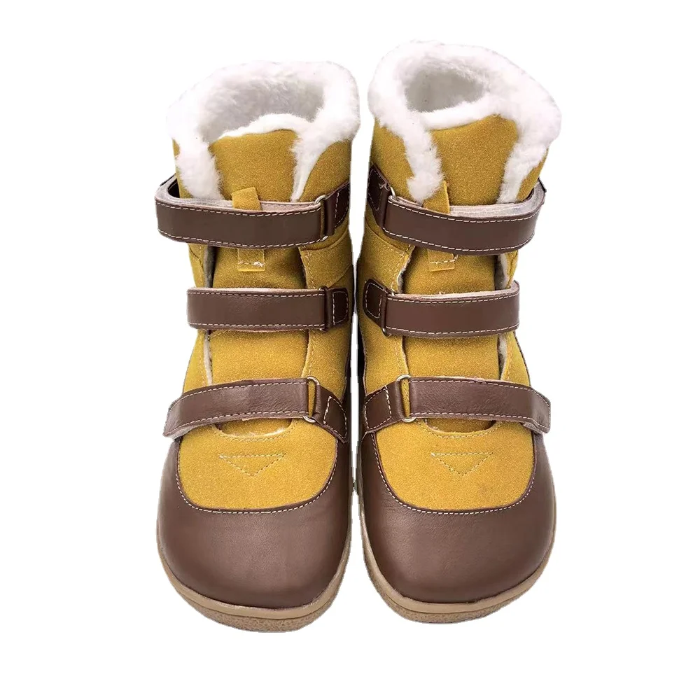 Tipsie toes Üst Marka Yalınayak Hakiki Deri Bebek Yürüyor Kız Erkek Çocuklar İçin Ayakkabı Moda Sonbahar Kış 2 Kayış yarım çizmeler Görüntü  0