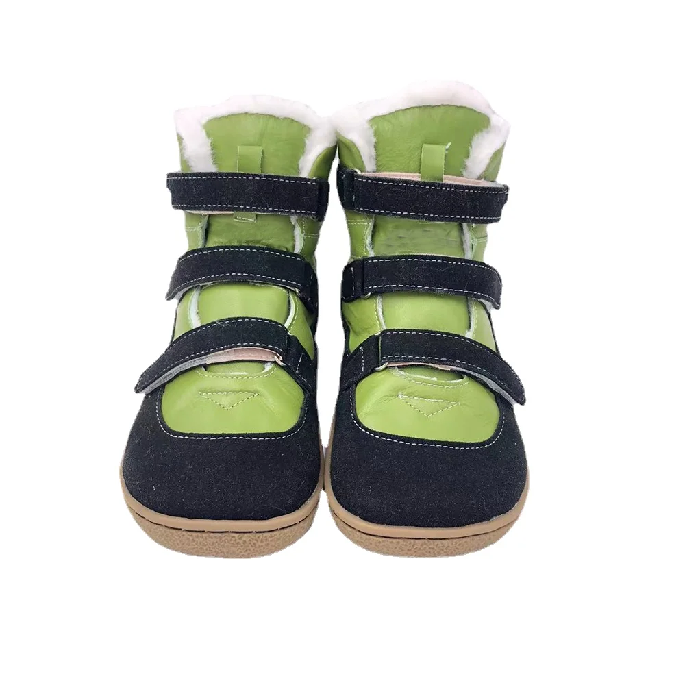 Tipsie toes Üst Marka Yalınayak Hakiki Deri Bebek Yürüyor Kız Erkek Çocuklar İçin Ayakkabı Moda Sonbahar Kış 2 Kayış yarım çizmeler Görüntü  3