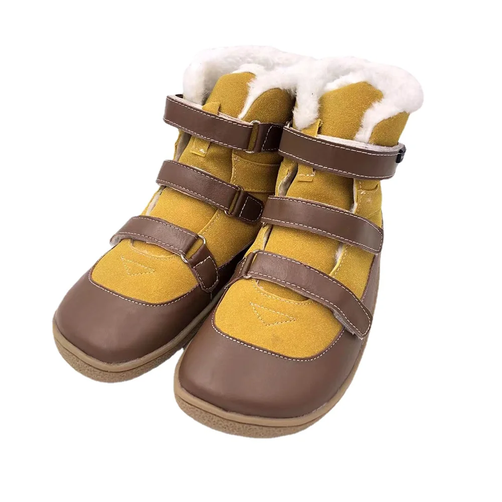 Tipsie toes Üst Marka Yalınayak Hakiki Deri Bebek Yürüyor Kız Erkek Çocuklar İçin Ayakkabı Moda Sonbahar Kış 2 Kayış yarım çizmeler Görüntü  5