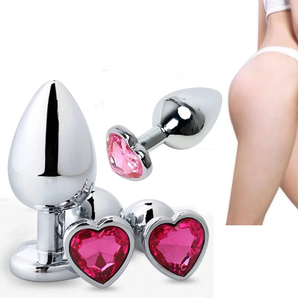 Yetişkinler için Anal Seks Oyuncakları Erkekler Kadınlar Kuyruk Anal Plug Kalp Şekli Elmas Metal Butt Plug Erotik Vajina Stimülatörü prostat masaj aleti Görüntü  2