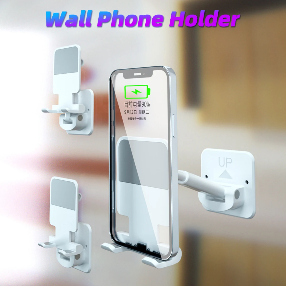 Duvara Monte Cep telefon tutucu Kılıfı Ücretsiz Katlanabilir ayarlanabilir destek Braketi Istikrarlı Tuvalet Mutfak Duvar telefon tutucu yuvası Görüntü  2