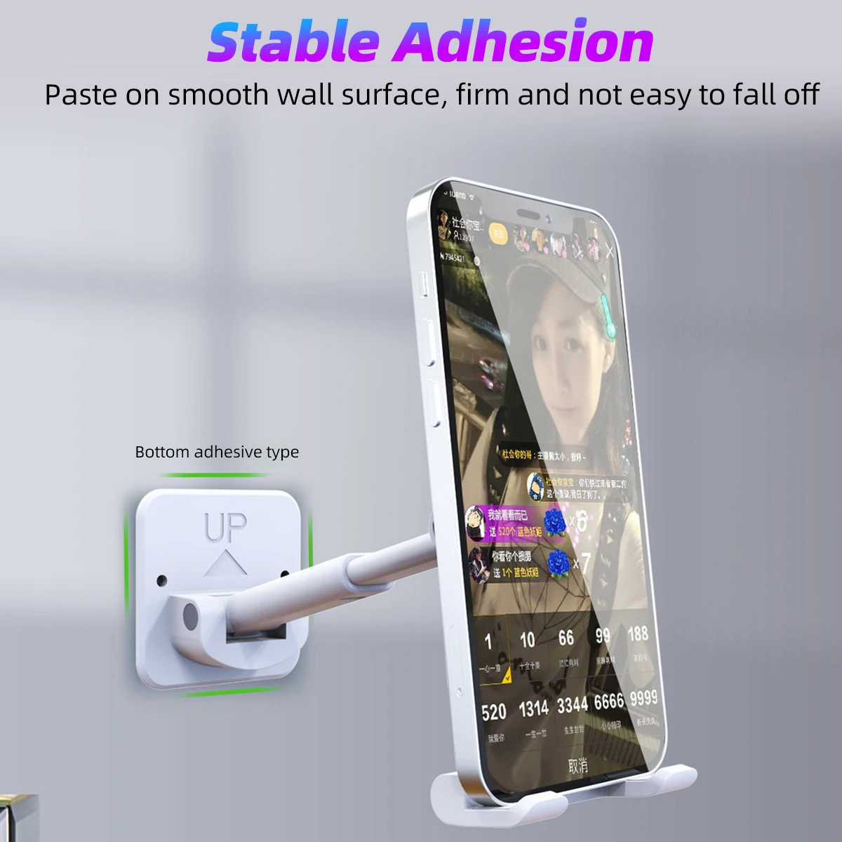 Duvara Monte Cep telefon tutucu Kılıfı Ücretsiz Katlanabilir ayarlanabilir destek Braketi Istikrarlı Tuvalet Mutfak Duvar telefon tutucu yuvası Görüntü  3