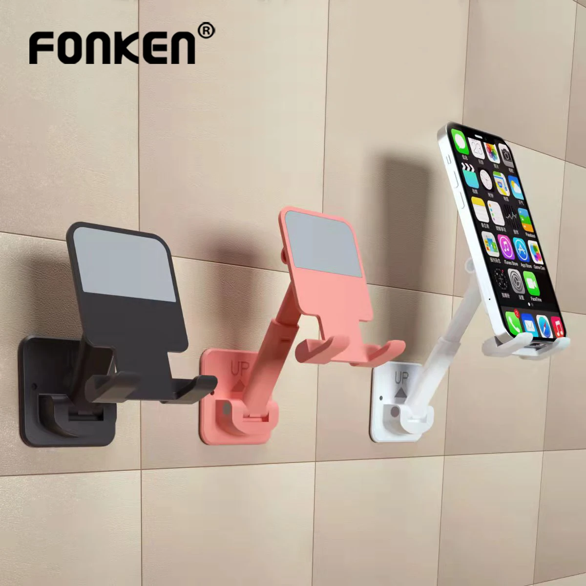 Duvara Monte Cep telefon tutucu Kılıfı Ücretsiz Katlanabilir ayarlanabilir destek Braketi Istikrarlı Tuvalet Mutfak Duvar telefon tutucu yuvası Görüntü  4